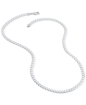 Polished Solid Flat Curb Link 22" Chain Necklace in 14k Gold-Plated Sterling Silver &&nbsp;Sterling Silver 