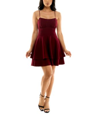 Emerald Sundae - Juniors' Ruched Tiered Fit & Flare Dress