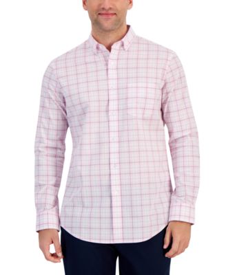 Club Room - Men's Tardy Regular-Fit Plaid Button-Down Poplin Shirt