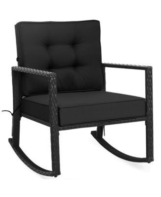 Patio Rattan Rocker Chair Outdoor Glider Rocking Chair Cushion Lawn