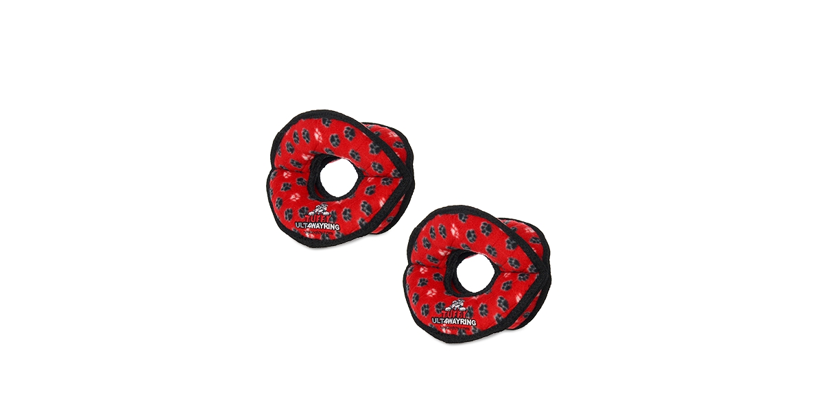 Ultimate 4WayRing Red Paw, 2-Pack Dog Toys - Red