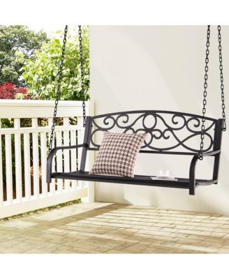 Outdoor 2-Person Metal Porch Swing Hanging Patio Bench 485 Lbs Capacity