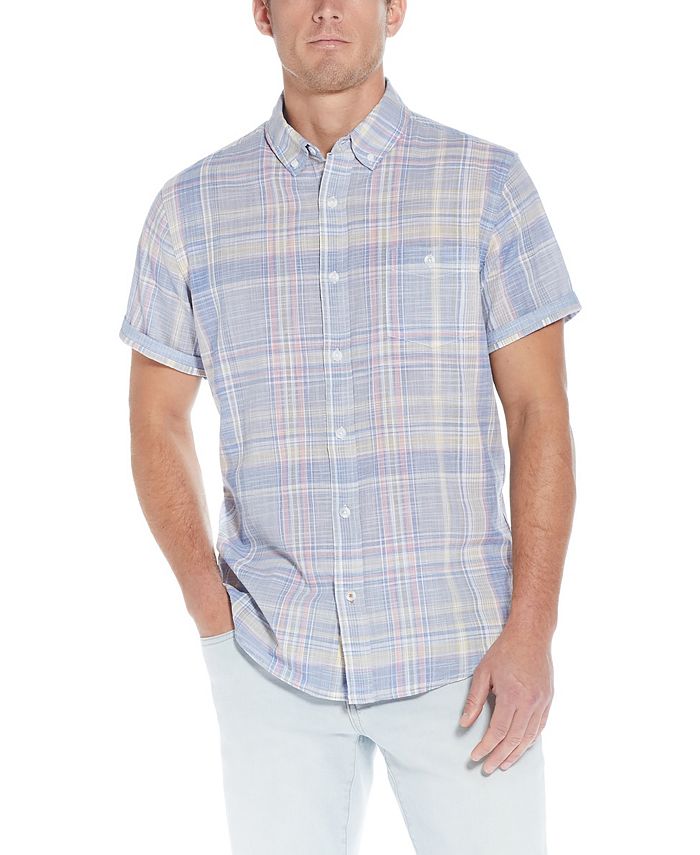 Weatherproof Vintage Men's Linen Cotton Short Sleeve Button Down Shirt ...