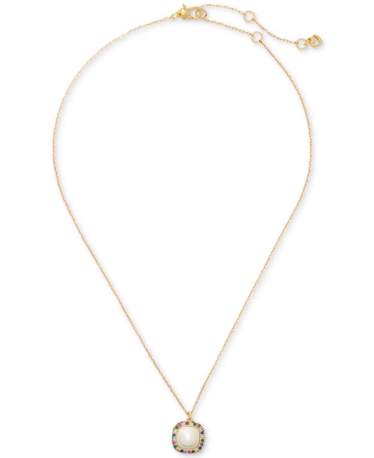 Kate Spade Gold-tone Pave & Imitation Pearl Mini Pendant Necklace, 16" + 3" Extender In Cream/multi