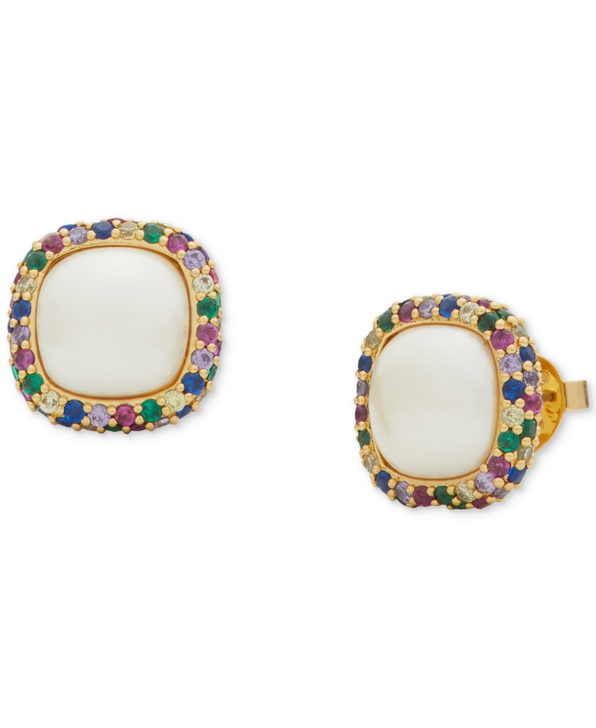 kate spade new york Gold-Tone Heritage Bloom Mother-of-Pearl Hoop Earrings  - Macy's