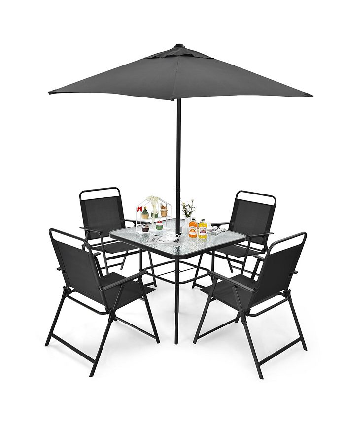 Folding chair set with 2025 table and umbrella