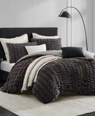 Karl Lagerfeld Ruched Comforter Sets Bedding In Brown