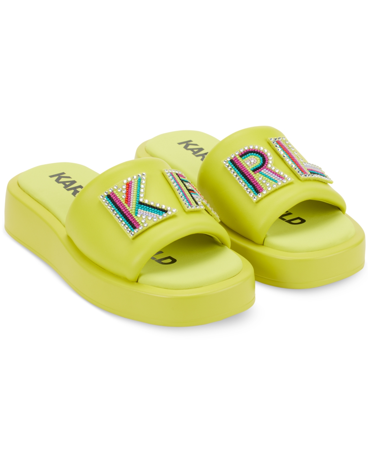 Karl Lagerfeld Women's Opal Slip-on Platform Slide Sandals Women's Shoes In Apg:apple Green