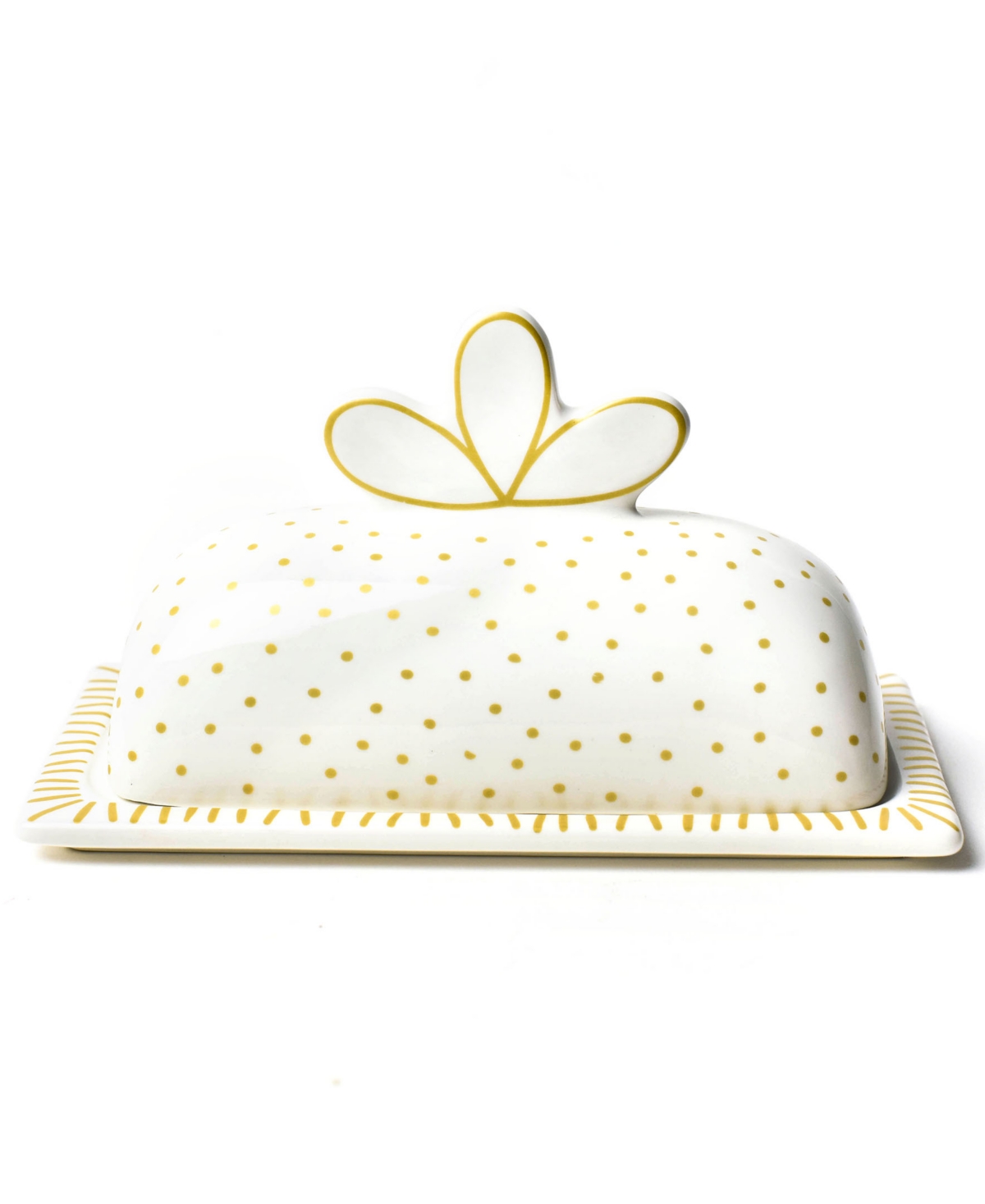 Coton Colors By Laura Johnson Deco Gold Scallop Knob Butter Dish In White And Gold