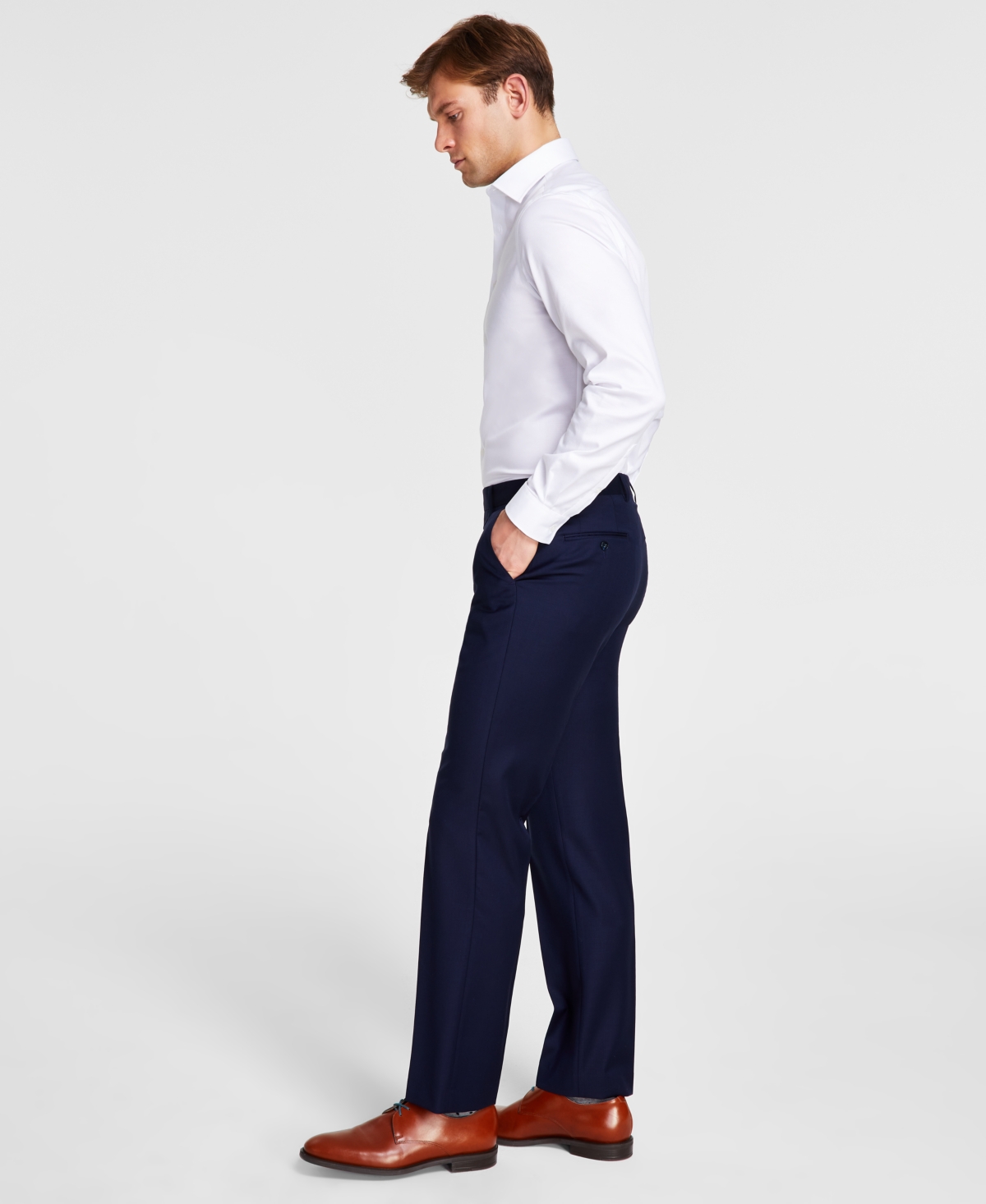 Shop Michael Kors Men's Classic-fit Wool-blend Stretch Solid Suit Pants In Navy