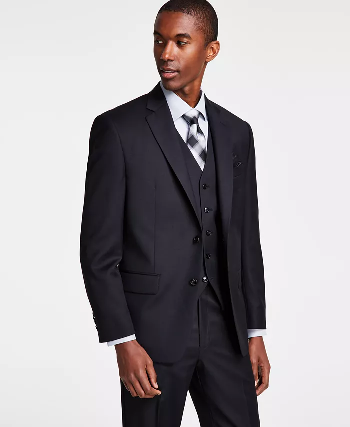 Men's Classic-Fit Wool-Blend Stretch Solid Suit Jacket - thumbnail 5