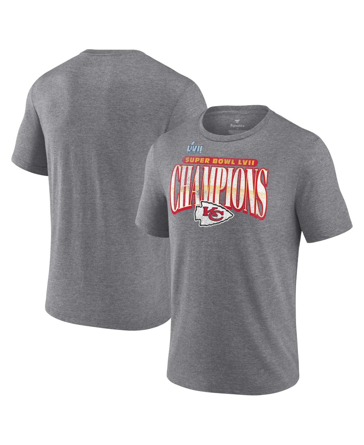 Men's FanaticsKansas City Chiefs Super Bowl Lvii Champions Rewrite History Tri-Blend T-shirt - Heather Gray