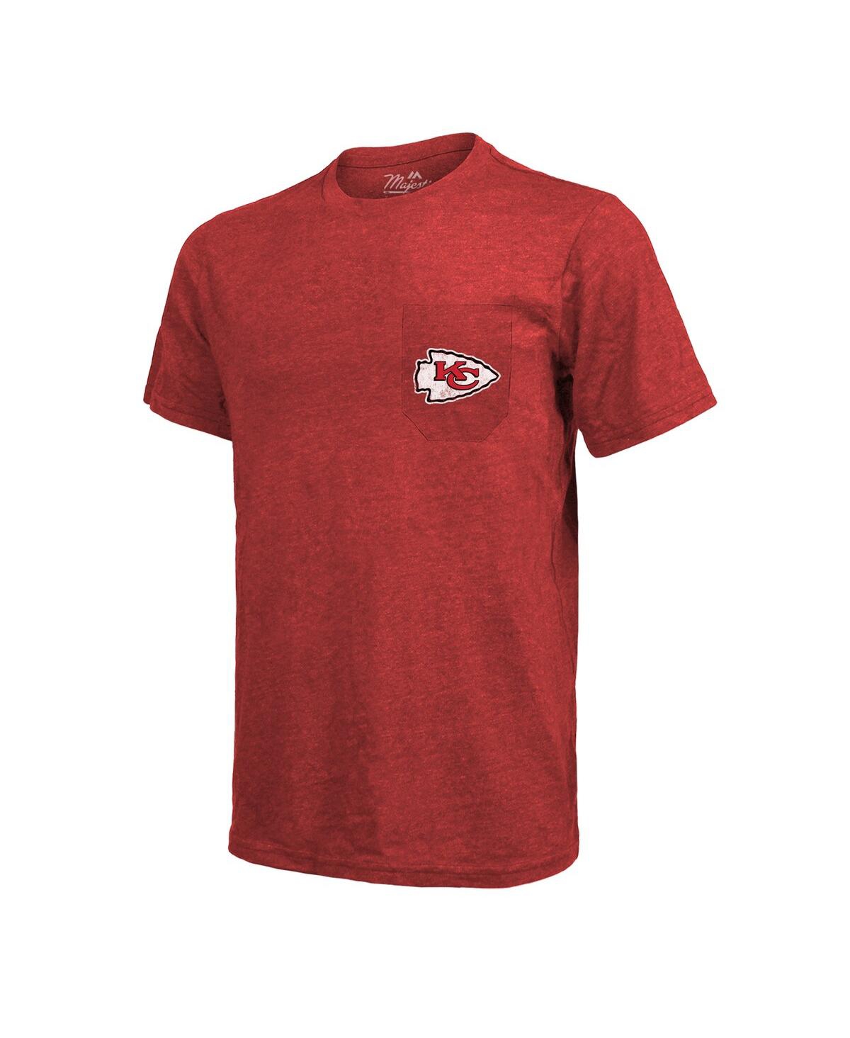 Majestic Threads Red Kansas City Chiefs Super Bowl Lvii Champions Running Back Tri-blend Pocket T-sh In Red