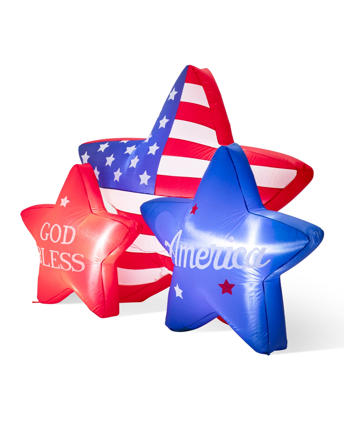 Glitzhome 6' Lighted Patriotic, Americana Inflatable Stars Decor In Multi