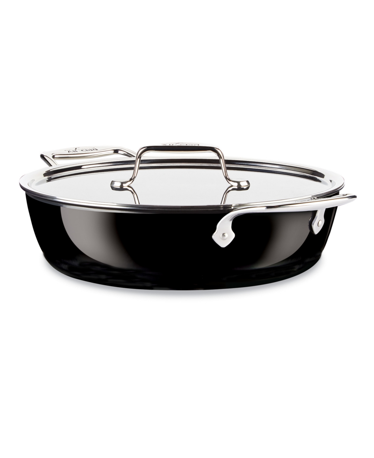 All-clad Fusiontec Natural Ceramic With Steel Core 4.5-quart Universal Pan With Lid In Black