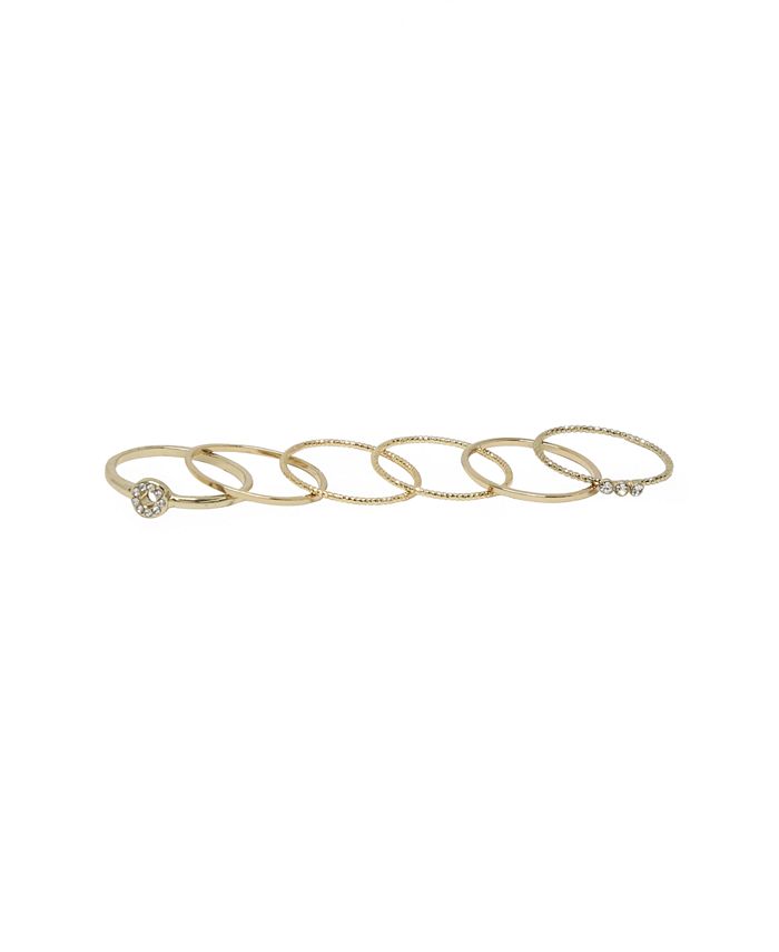 ETTIKA Dainty 18K Gold Plated Stacking Ring Set - Macy's