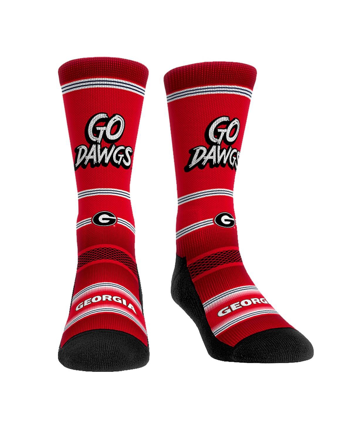 Rock 'em Men's And Women's  Socks Georgia Bulldogs Team Slogan Crew Socks In Red