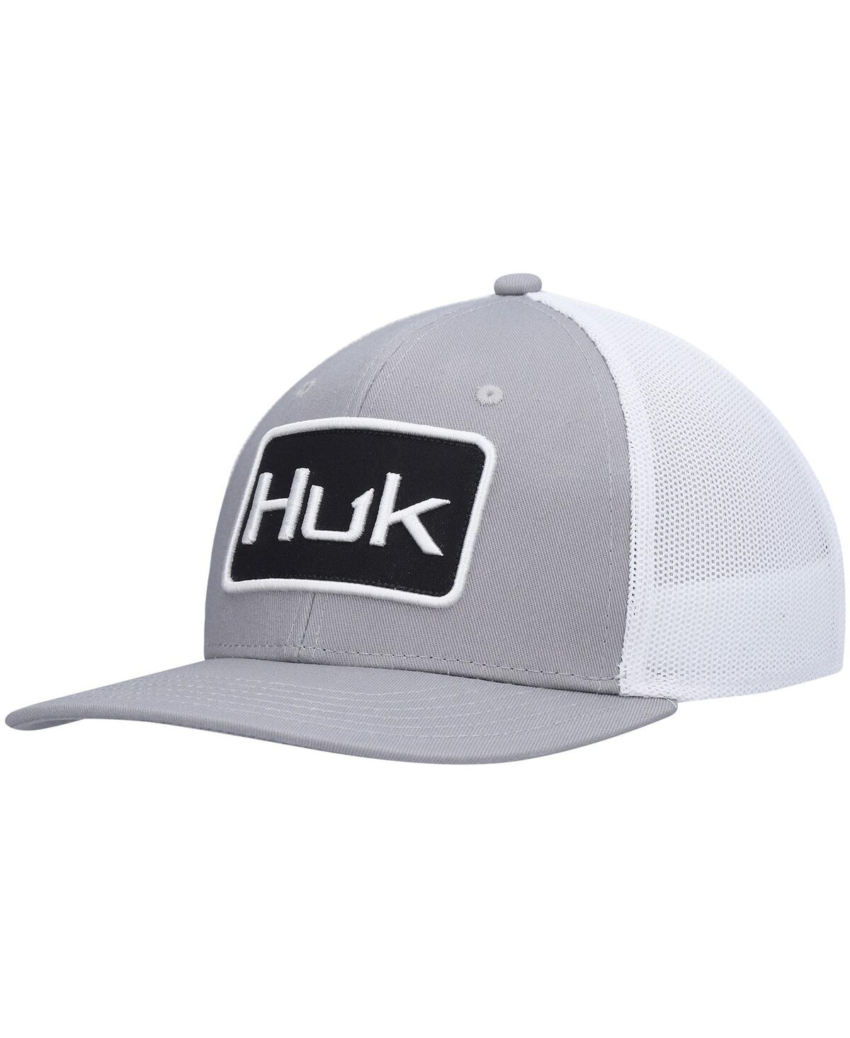 HUK MEN'S HUK GRAY SOLID TRUCKER FLEX HAT