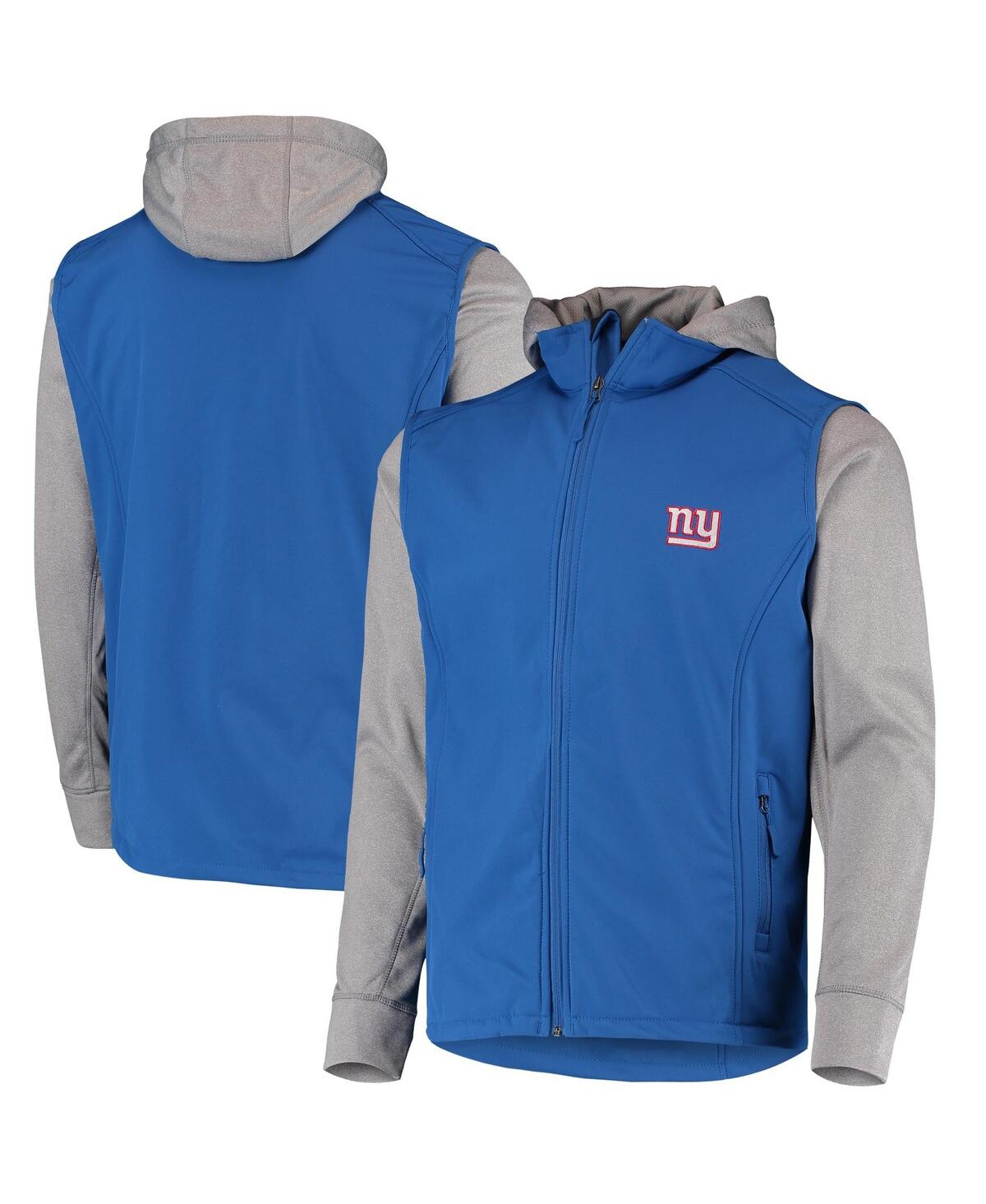 DUNBROOKE MEN'S DUNBROOKE ROYAL, GRAY NEW YORK GIANTS ALPHA FULL-ZIP JACKET