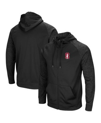 Men's Black Stanford Cardinal Blackout 3.0 Tonal Raglan Full-Zip Hoodie