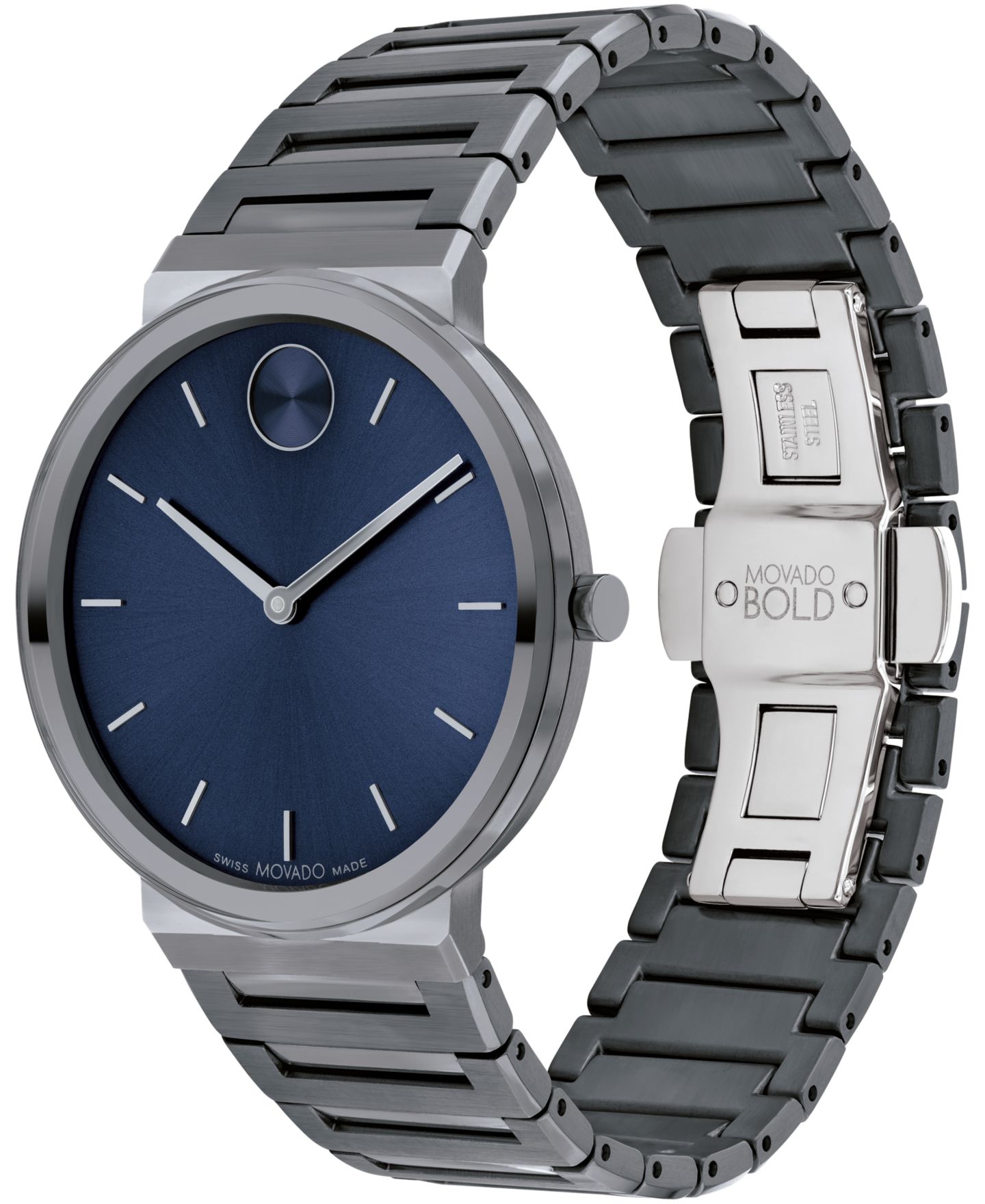 Мужские часы Movado Bold Horizon Swiss Quartz Ionic Plated Gray Steel 40mm — фото 2