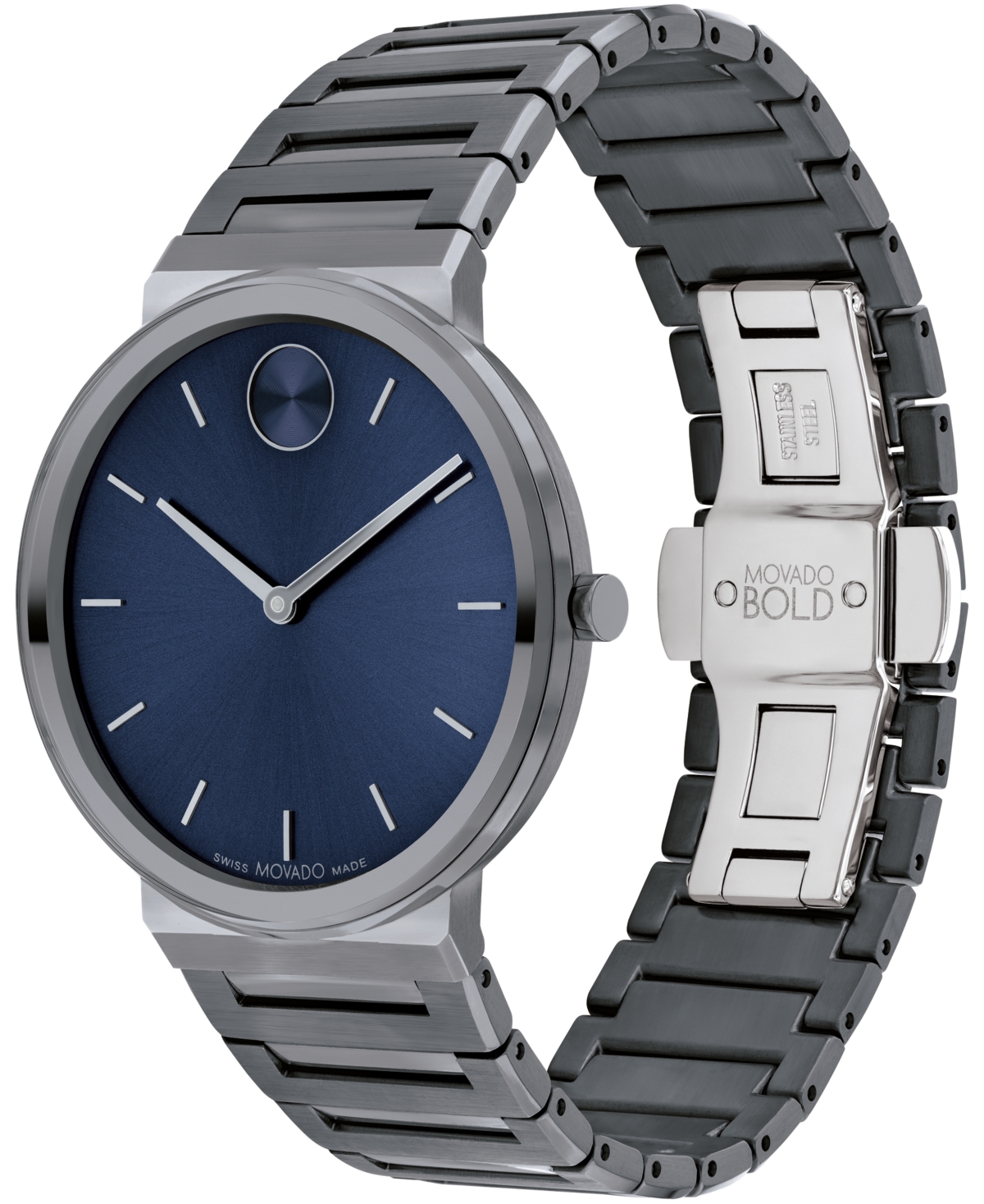 Shop Movado Men's Bold Horizon Swiss Quartz Ionic Plated Gray Steel Watch 40mm