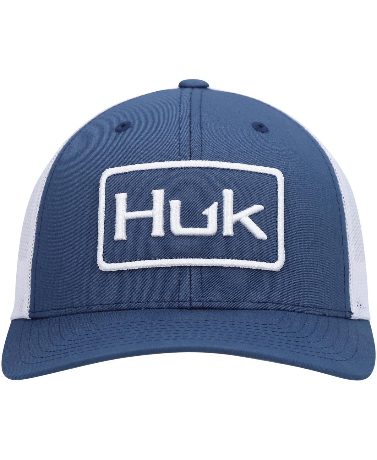 Shop Huk Men's  Navy, White Solid Trucker Snapback Hat In Navy,white