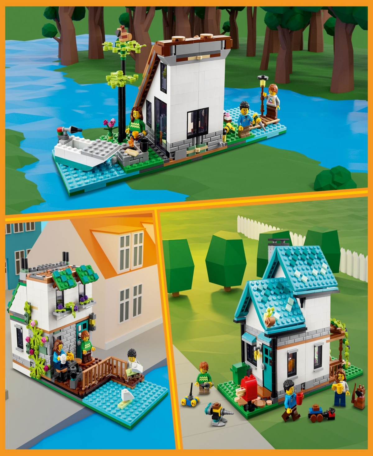 Lego Creator 31139 3-in-1 Cozy House Toy House Building Set With Minifigures In Multicolor
