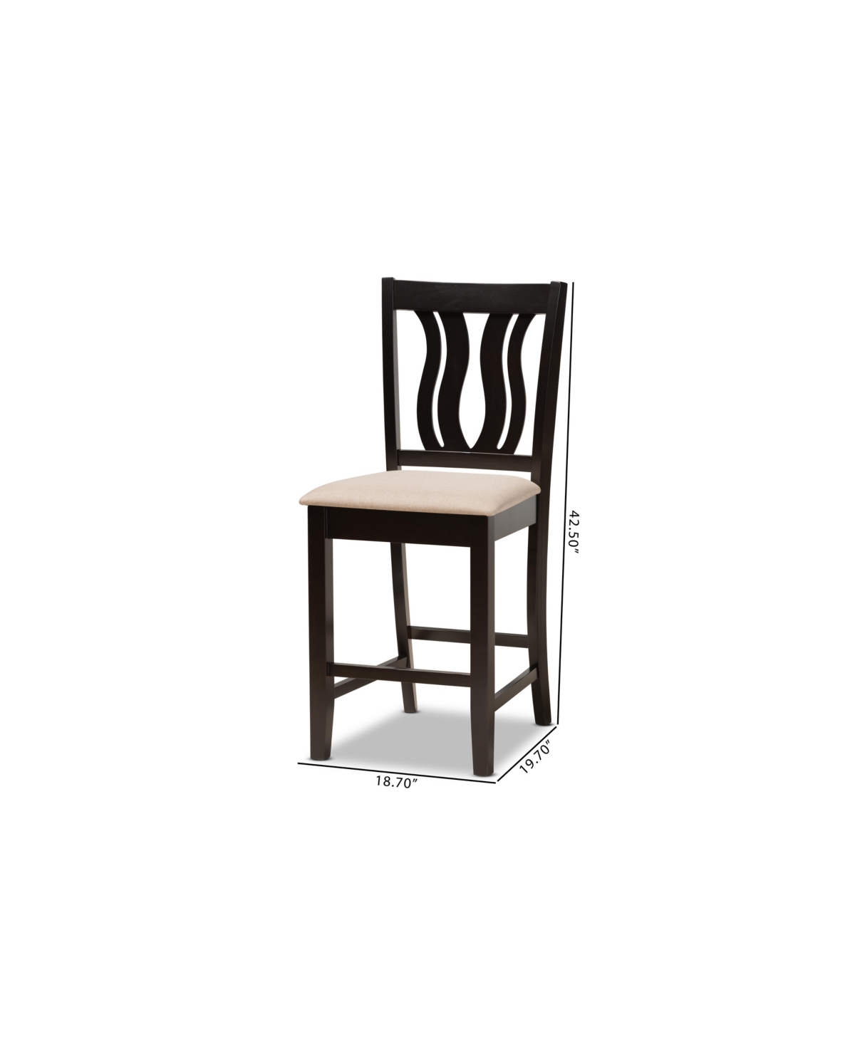 Baxton Studio Fenton Modern and Contemporary Transitional 2-Piece Fabric Upholstered and Finished Wood Counter Stool Set - Dark Brown