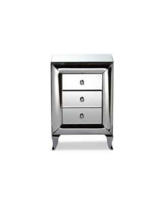 Pauline Contemporary Glam and Luxe 26" MDF and Mirrored 3-Drawer Nightstand