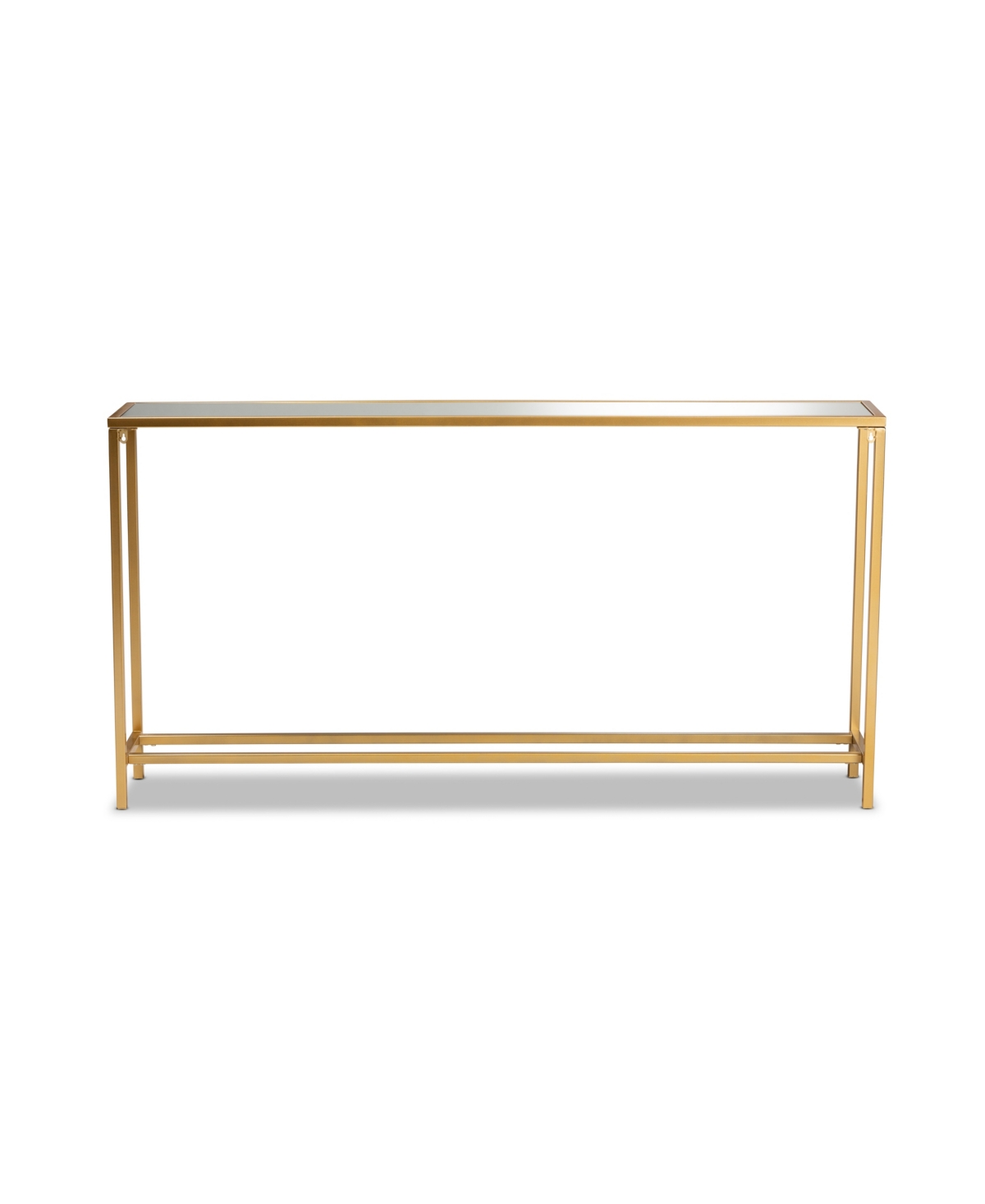 Baxton Studio Alessa Modern And Contemporary Glam 59.9" Finished Metal And Mirrored Glass Console Table In Gold-tone