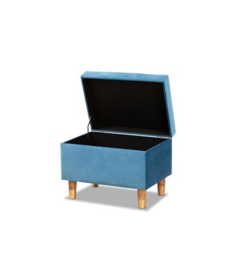 Elias Modern and Contemporary Velvet Fabric Upholstered and Finished Wood Storage Ottoman