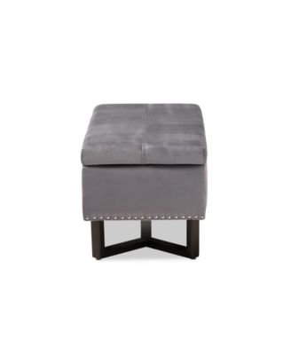 Esther Modern and Contemporary Velvet Fabric Upholstered and Finished Wood Storage Ottoman