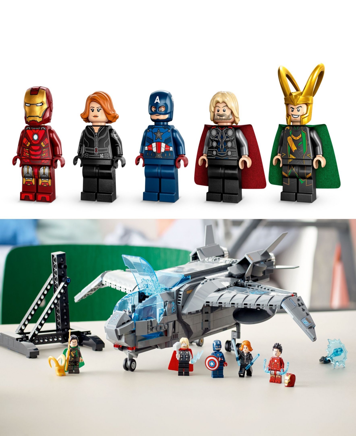 Shop Lego Marvel 76248 The Avengers Quinjet Toy Building Set With Black Widow, Thor, Iron Man, Captain America In Multicolor