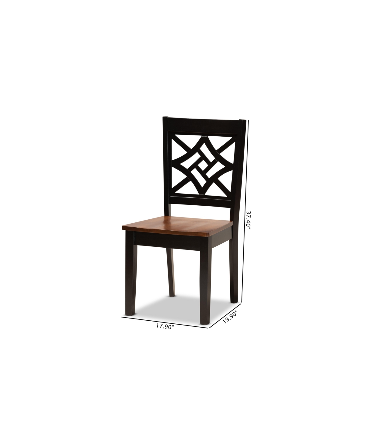 Shop Baxton Studio Nicolette Modern And Contemporary 2-piece Two-tone And Finished Wood Dining Chair Set In Dark Brown,walnut Brown