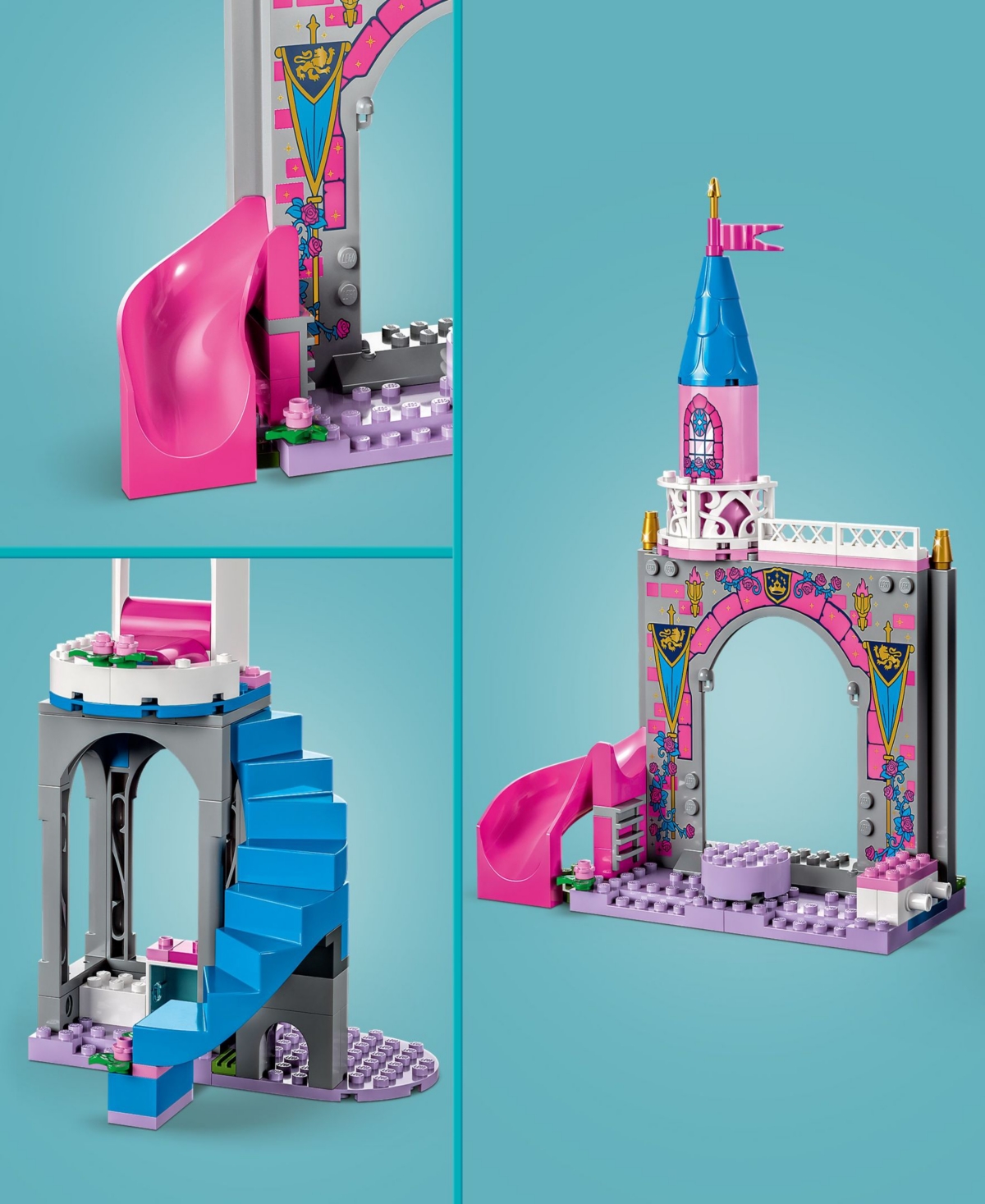 Shop Lego Disney Princess Aurora's Castle 43211 Toy Building Set With Aurora, Prince Philip And Maleficent Min In Multicolor