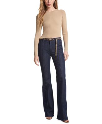 Michael Kors - Women's Button Mid-Rise Boot-Cut Jeans