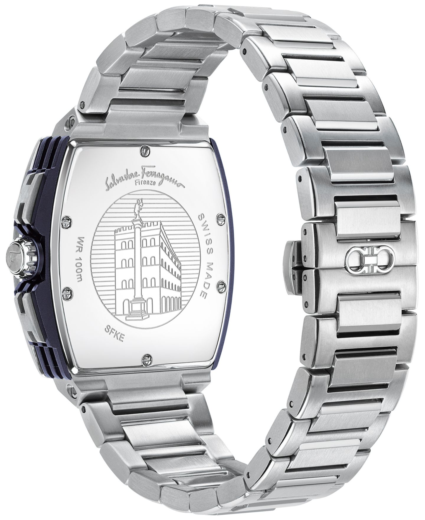 Мужские часы Ferragamo Salvatore Swiss Chronograph F-80 Tonneau Stainless Steel Bracelet Watch 42mm — фото 3
