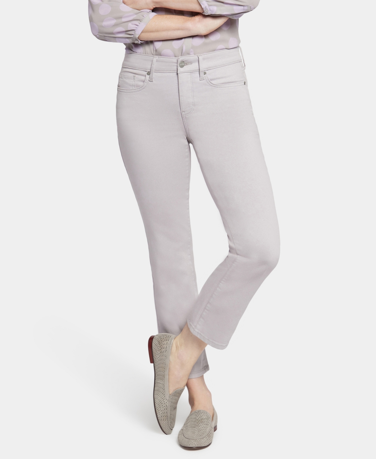 Shop Nydj 's Marilyn Straight Ank Jeans In Pearl Gray