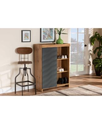 Caspian Modern and Contemporary 43.3" Two-Tone and Finished Wood Shoe Cabinet