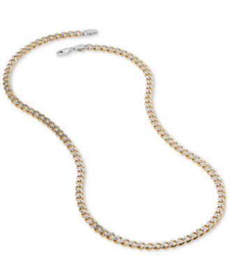 Two-Tone Curb Link 22" Chain Necklace in Sterling Silver & 14k Gold-Plate