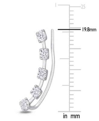 Moissanite Curved Crawler Charm Earrings 5/8 ct. t.w in 10K White Gold
