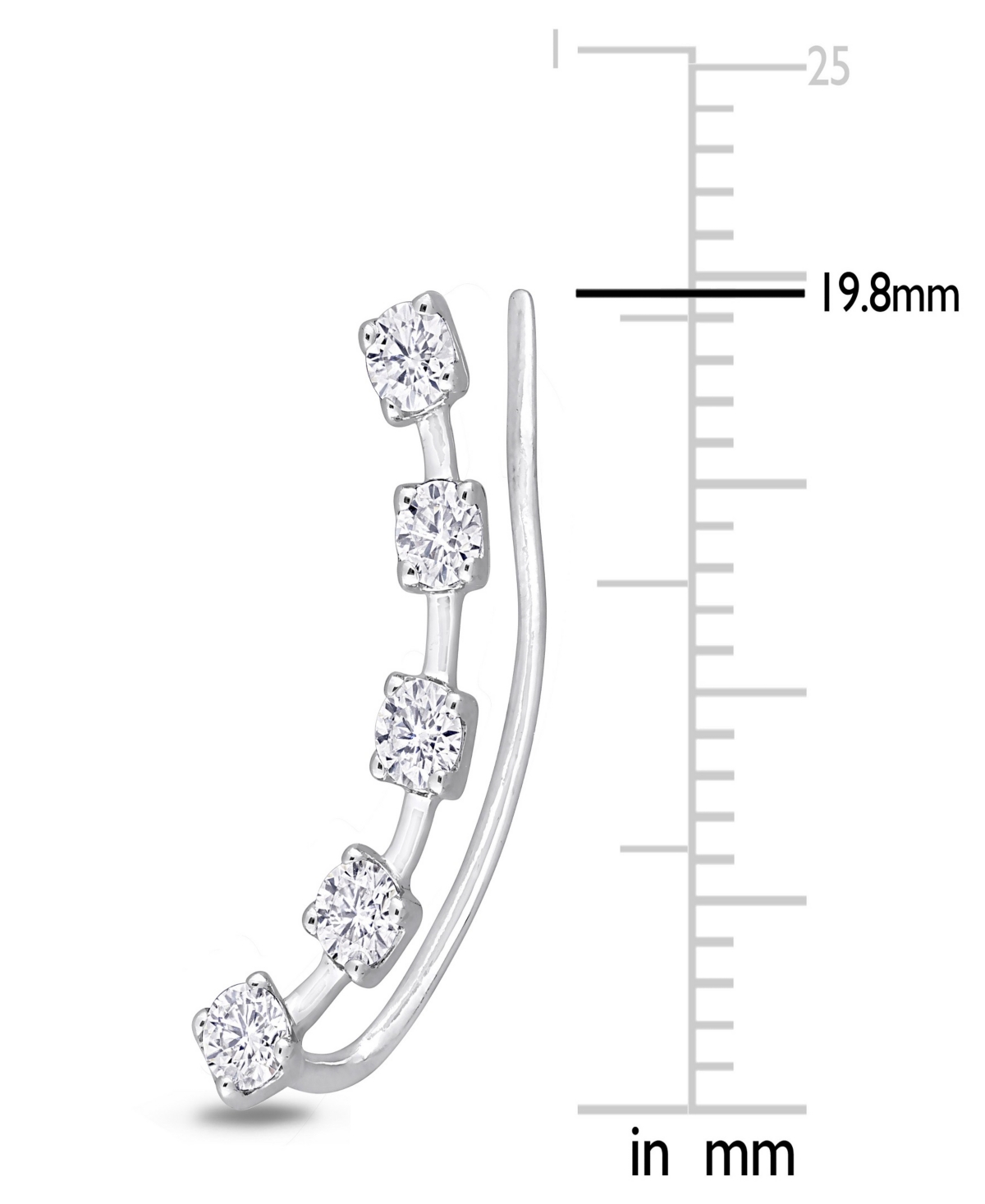Macy'sCurved Crawler Charm Earrings 5/8 ct. t.w in 10K White Gold - Moissanite