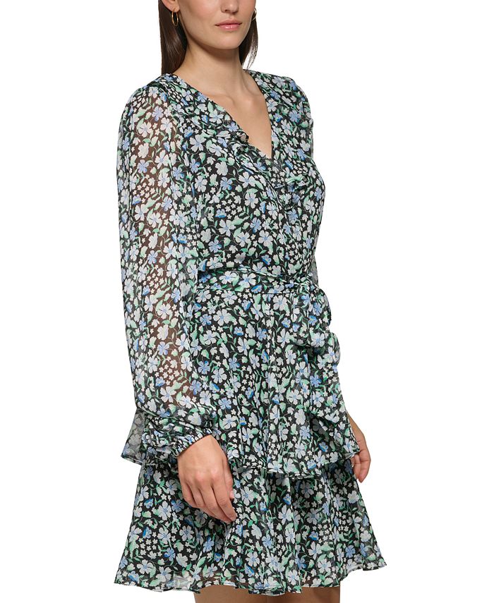 Robe Karl Lagerfeld Paris Bleu Marine, Taille 6 - Appliqués Floraux, Neuve Sans étiquette
