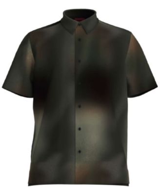 HUGO - Men's Ebor Relaxed-Fit Bleached Camo-Print Button-Down Shirt