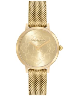 Olivia Burton Women s Ultra Slim Floral Ion Plated Gold Tone Steel Watch 28mm Macy s