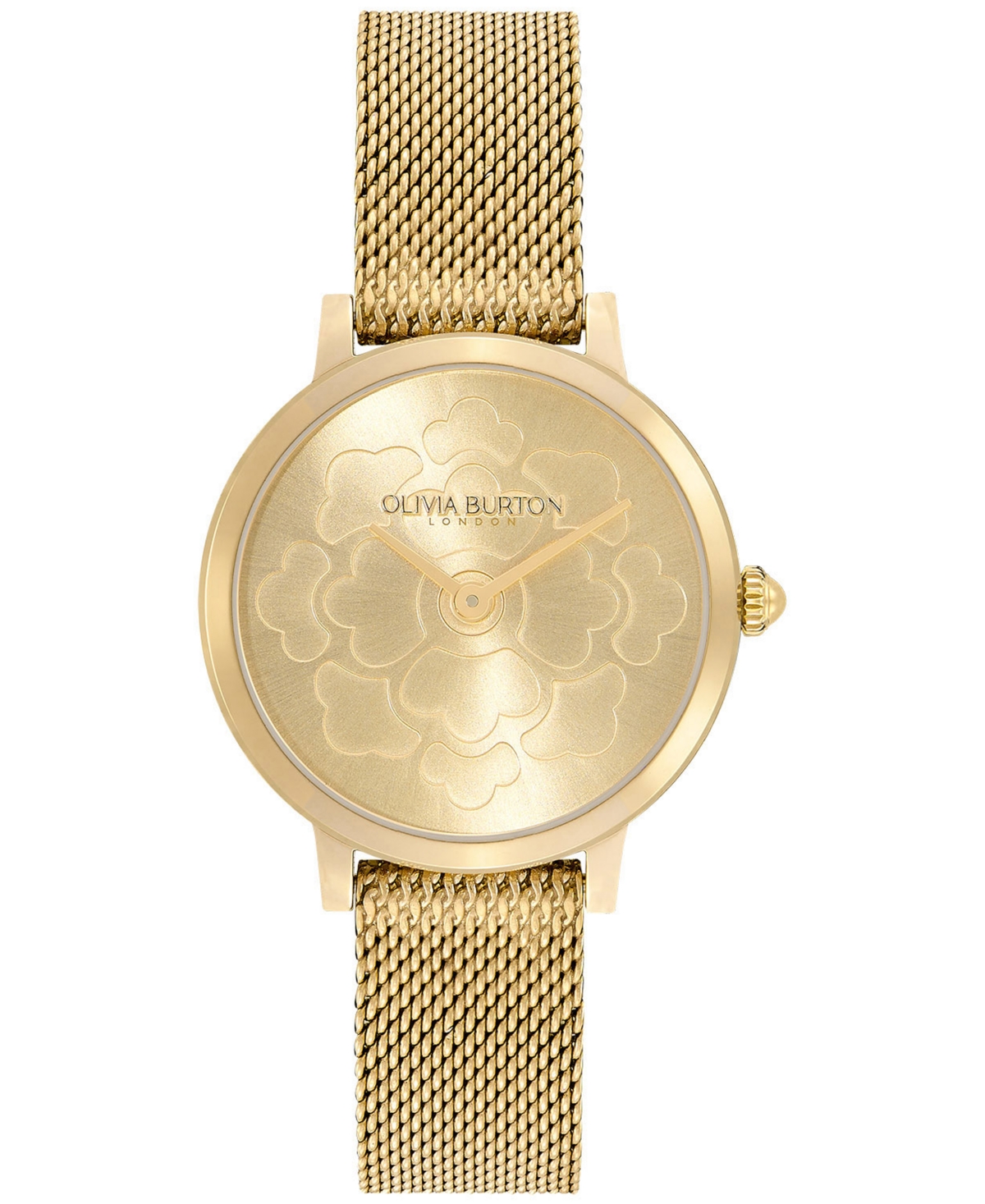 Women's Ultra Slim Floral Ion Plated Gold-Tone Steel Watch 28mm - Gold