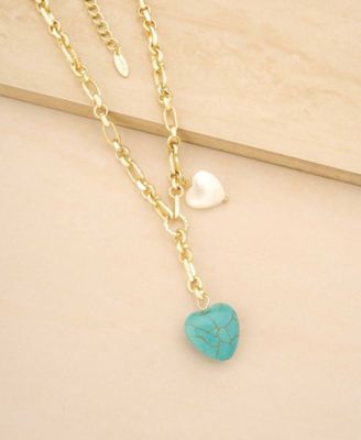 18K Gold Plated Synthetic Turquoise Heart Necklace