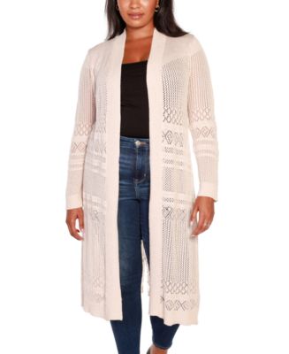 Belldini Women's Plus Pointelle Stitch Duster Cardigan Pink Size 1X main image 0