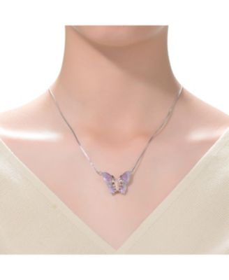 High Quality Sterling Silver Cubic Zirconia Butterfly Necklace